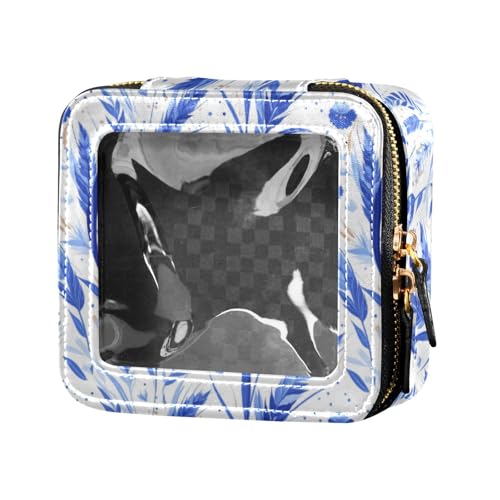 linqin Kosmetiktasche mit niedlichen blauen Blumen, transparent, Kulturbeutel, Organizer für Reisen, niedliche blaue Blumen, Einheitsgröße, Niedliche blaue Blumen, 1 size von linqin