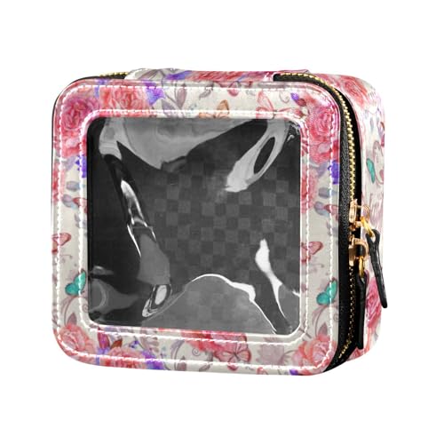 linqin Kosmetiktasche mit romantischem Rosenstrauß, transparent, klein, mit Reißverschluss, Nagellack-Organizer-Tasche für Reisen, Romantischer Rosenstrauß, 1 size von linqin