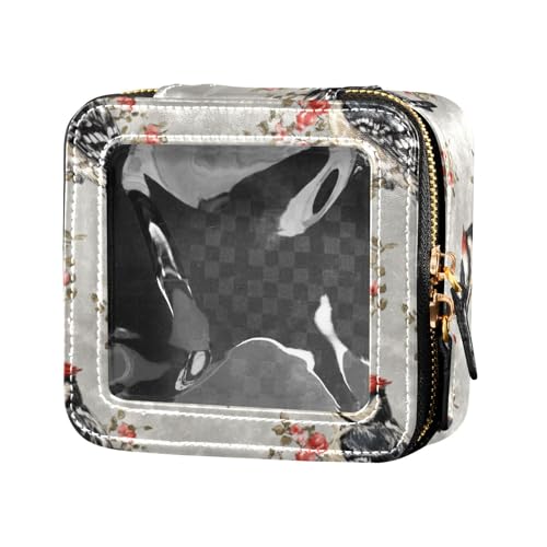 linqin Kosmetiktasche mit roten Blumen und Vögeln, transparent, kleine Kosmetiktasche für Geldbörse zum Fliegen, Rote Blumen, Vögel, 1 size von linqin