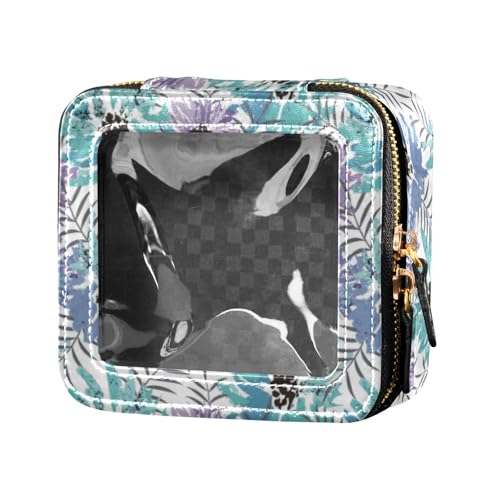 linqin Kosmetiktasche mit tropischen Blumen, transparent, Kulturbeutel, kleine Kosmetiktasche für Geldbörse für Reisen, Tropische Blumen, 1 size von linqin