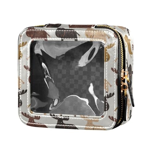 linqin Kosmetiktasche mit weihnachtlichem Cartoon-Hirsch, transparent, für Geldbörse, Reisetasche, Kosmetik-Organizer für Reisen, Weihnachtliche Cartoon-Hirsche, 1 size von linqin