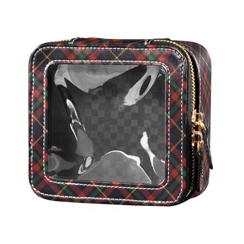 linqin Kosmetiktasche mit weihnachtlichem Karomuster, transparent, tragbar, Make-up-Organizer für Fliegen, Weihnachten Karo, 1 size von linqin