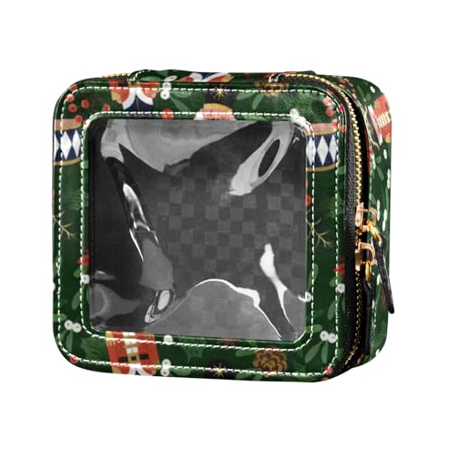linqin Kosmetiktasche mit weihnachtlichem Mistelzweig, niedlicher Nussknacker, transparent, wasserdicht, Reise-Kulturbeutel, kleine Kosmetiktasche für Geldbörse für Reisen, Niedlicher Nussknacker mit von linqin