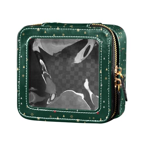 linqin Kosmetiktasche mit weihnachtlichem Motiv, transparent, für Geldbörse, Reise-Kulturbeutel, Nagellack-Organizer-Tasche zum Fliegen, Grüne Weihnachten, 1 size von linqin