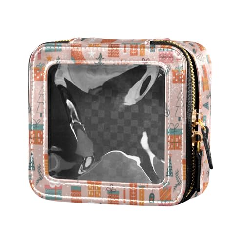 linqin Kosmetiktasche mit weihnachtlichem Muster, transparent, klein, mit Reißverschluss, kleine Kosmetiktasche für Geldbörse für Reisen, Niedliches Weihnachtsmuster, 1 size von linqin