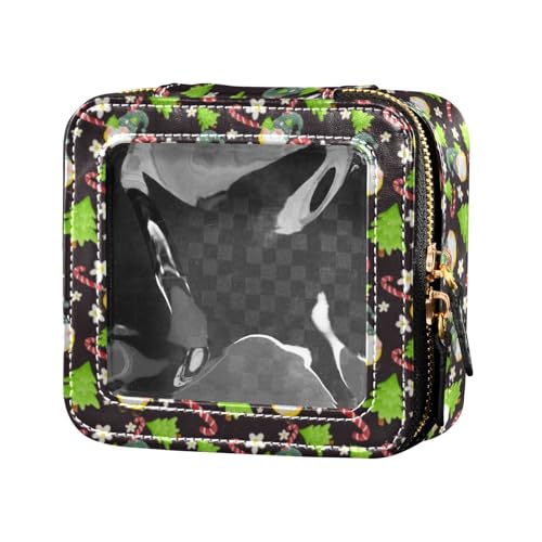 linqin Kosmetiktasche mit weihnachtlichen grünen Zwergen und Zuckerstangenbaum, transparent, Reise-Kulturbeutel, Nagellack-Organizer-Tasche für Reisen, Zwerge Candy, 1 size von linqin