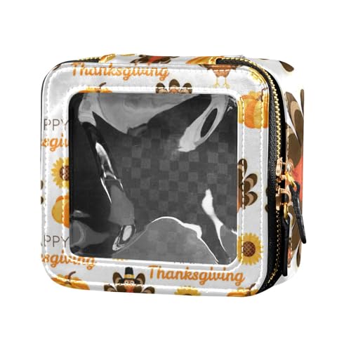 linqin Kulturbeutel mit Aufschrift "Happy Thanksgiving Day", niedlich, aus transparentem Leder, Kosmetiktasche für Damen, Happy Thanksgiving Day, 1 size von linqin
