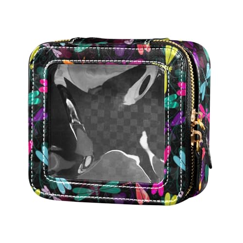 linqin Kulturbeutel mit Reißverschluss, Motiv: bunte Libellen, transparent, klein, Kosmetiktasche für Geldbörse zum Fliegen, Bunte Libellen, 1 size von linqin