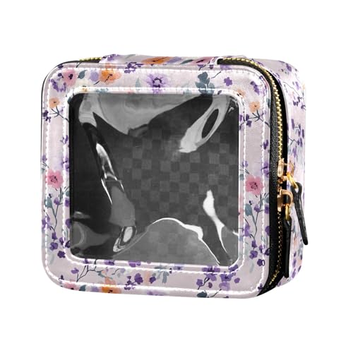 linqin Kulturbeutel mit bunten Blumen, transparent, Reise-Make-up-Tasche, Nagellack-Organizer-Tasche für Reisen, Mehrfarbiges Blumenmuster, 1 size von linqin