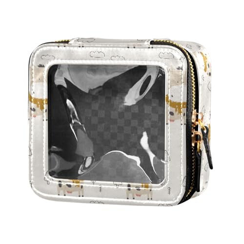 linqin Kulturbeutel mit niedlichem Kühenmotiv, transparent, mit Reißverschluss, Nagellack-Organizer-Tasche zum Fliegen, Süße Kühe, 1 size von linqin