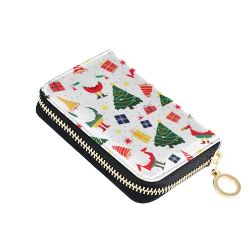 linqin Little Gnomes Christmas Trees Kleine Kreditkartenetui für Mädchen Safe RFID Geldbörse Leder Reißverschluss Tasche Geldbörse, Kleine Zwerge, 1 size, Classic von linqin