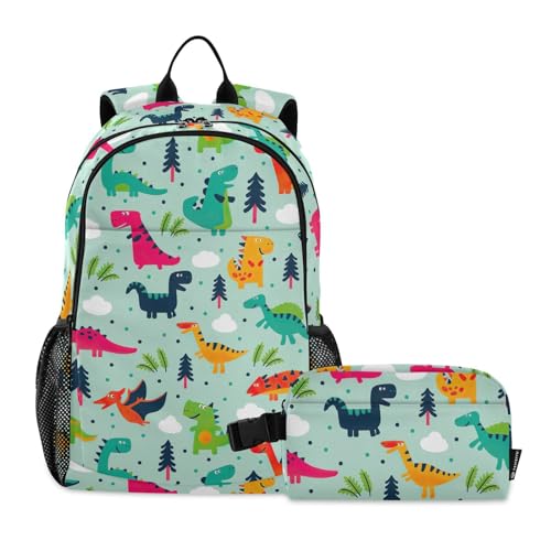 linqin Lustige Dinosaurier Rucksack mit Lunchbox Jungen Schultasche mit Lunchtasche Jungen Rucksäcke und Lunchbox 10-12 von linqin