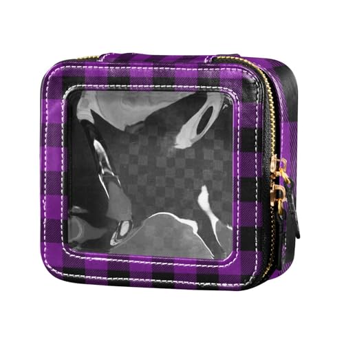 linqin Make-up-Tasche für Geldbörse, wasserdicht, Reise-Kulturbeutel, Kosmetik-Organizer, Violett, Violettes Büffelkaro, 1 size von linqin