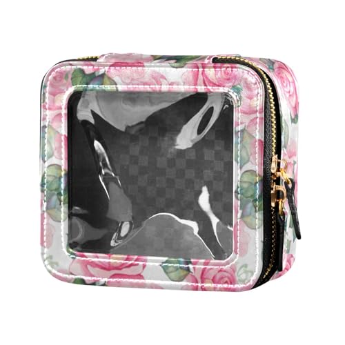 linqin Make-up-Tasche mit Aquarell-Rosen, transparent, für Geldbörse, Kulturbeutel, Leder, Organizer für Reisen, Aquarell Rosen, 1 size von linqin
