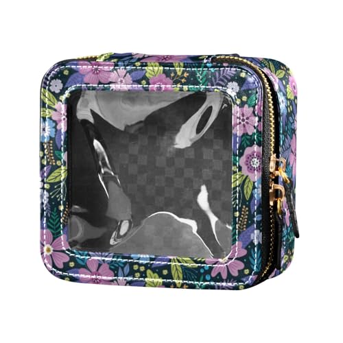 linqin Make-up-Tasche mit Blumenmuster, klein, wasserdicht, Reise-Kulturbeutel, kleine Kosmetiktasche für Geldbörse zum Fliegen, Tolles Blumenmuster, 1 size von linqin
