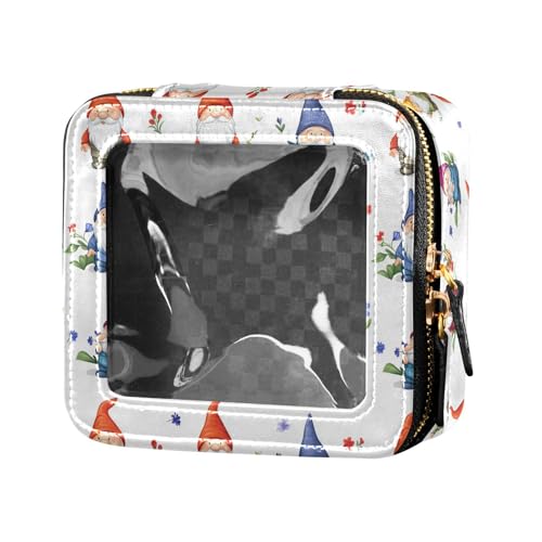 linqin Make-up-Tasche mit Cartoon-Wichteln, wasserdicht, transparent, Kulturbeutel, Nagellack-Organizer-Tasche für Reisen, Lustige Cartoon-Zwerge, 1 size von linqin