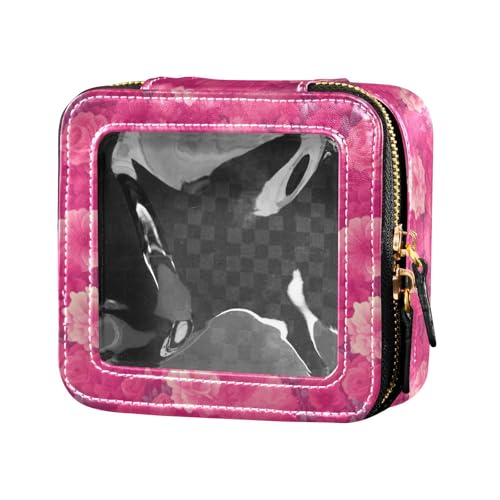 linqin Make-up-Tasche mit Dianthus-Blumen, transparent, für Geldbörse, Kulturbeutel, Mini-Make-up-Behälter zum Fliegen, Hot Pink, Hot Pink Dianthus-Blumen, 1 size von linqin