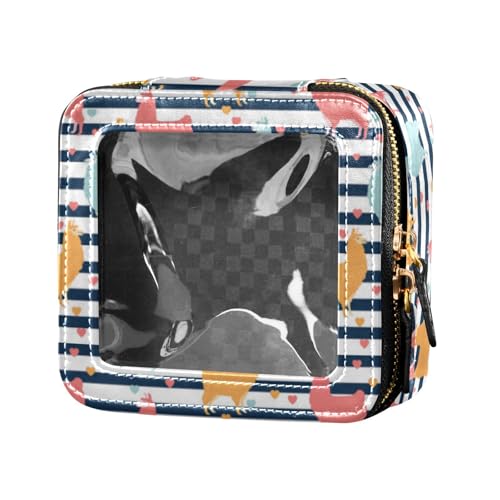 linqin Make-up-Tasche mit niedlichem Lama-Streifen, transparent, Kulturbeutel, Make-up-Tasche, Organizer für Reisen, Niedliche Lama-Streifen, 1 size von linqin