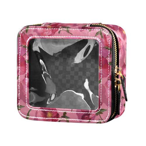 linqin Make-up-Tasche mit rustikalen Blumen, transparent, für Geldbörse, Reisetasche, Toilettenartikel, Mini-Make-up-Behälter für Reisen, Pfirsichfarbene rustikale Blumen, 1 size von linqin