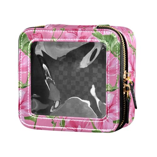 linqin Make-up-Tasche mit tiefem Pfirsich-Blumenmuster, transparent, klein, für Geldbörse, Kulturbeutel, Kosmetik-Organizer zum Fliegen, Tiefe Pfirsichblumen, 1 size von linqin