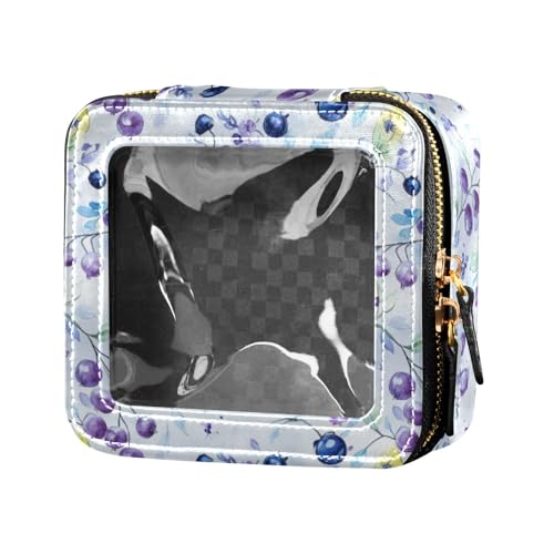linqin Mini-Make-up-Tasche, transparent, mit violetten Beerenfrüchten, transparente Kulturbeutel, Make-up-Tasche, Organizer für Damen, Violette Beerenfrüchte, 1 size von linqin