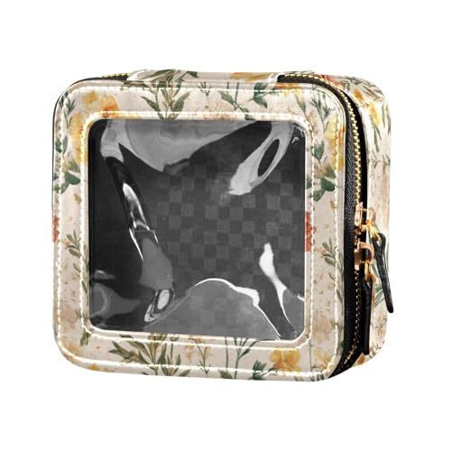 linqin Mini-Make-up-Tasche mit Reißverschluss, Motiv: Herbstblumen, Motiv: Narzissen, Roségold, transparent, mit Reißverschluss, tragbarer Make-up-Organizer zum Fliegen, Narzissen-Roségold, 1 size von linqin