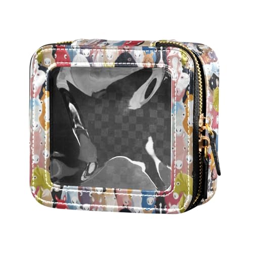 linqin Mini-Make-up-Tasche mit bunten Cartoon-Pferden, transparent, Reisetaschen für Toilettenartikel, Make-up-Tasche, Organizer für Damen, Bunte Cartoon-Pferde, 1 size von linqin
