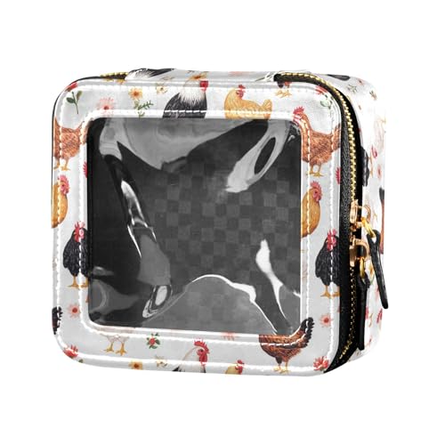 linqin Mini-Make-up-Tasche mit niedlichen Hühnerblumen, transparent, Reise-Kulturbeutel, Make-up-Organizer für Damen, Niedliche Hühnerblumen, 1 size von linqin