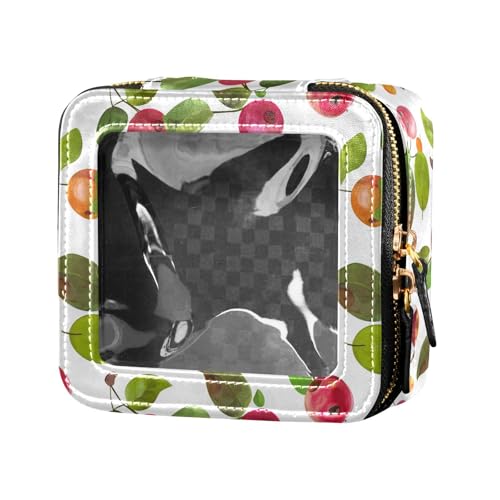 linqin Mini-Make-up-Tasche mit roten und gelben Früchten, transparent, Kulturbeutel, Hautpflege-Tasche für Damen, Rot-gelbe Früchte, 1 size von linqin