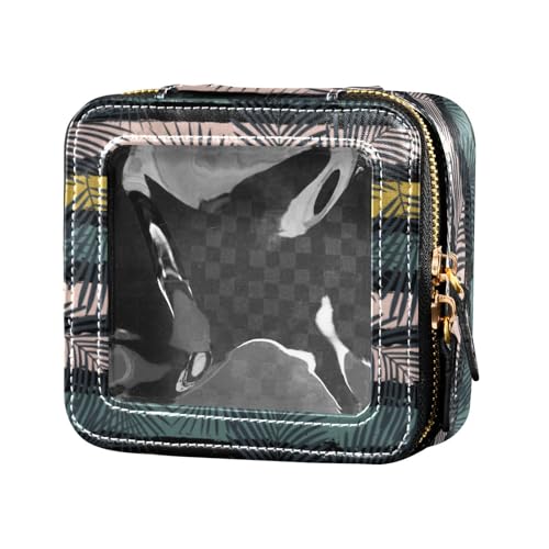 linqin Mini-Make-up-Tasche mit tropischen Boho-Palmenblättern, transparent, Reise-Kulturbeutel, Kosmetik-Organizer, für Fliegen, Tropische Boho-Palmenblätter, 1 size von linqin