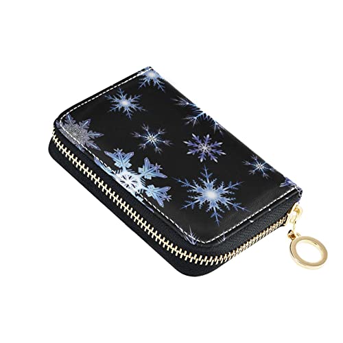 linqin Mini Wallet Card Holder Safe RFID Wallet for Women Leather Card Wallet for Travel Snowflakes, Schneeflocken, Einheitsgröße, Classic von linqin