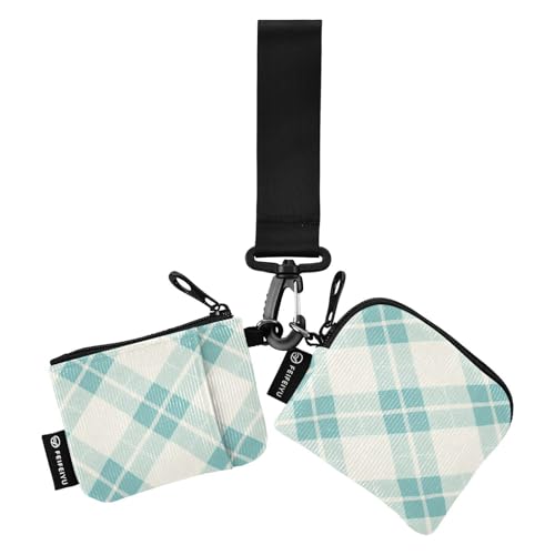 linqin Mint Buffalo Plaid Damen Dual Wallets Busniess Kartenetuis Kompakte Größe Reißverschluss Münzbörse Geldbörse Geldbörse Geldbörse mit Reißverschluss Münzfach für Damen Mädchen 2 Packungen, Mint von linqin