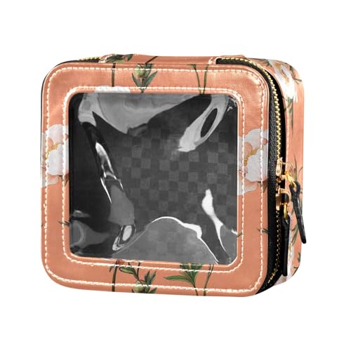 linqin Nature Peach Peonies Pfirsichfarbene Make-up-Tasche, Kulturbeutel, Kosmetiktasche, Organizer für Damen, Nature Pfirsich-Pfingstrosen, pfirsichfarben, 1 size von linqin