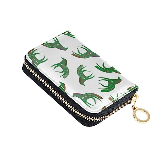 linqin Nettes grünes Pferd mit Wildblume Mini Card Organizer Brieftasche für Mädchen Risikofrei RFID Brieftasche Leder Reißverschluss Tasche Brieftasche, Niedliches grünes Pferd mit Wildblume, 1 size, von linqin