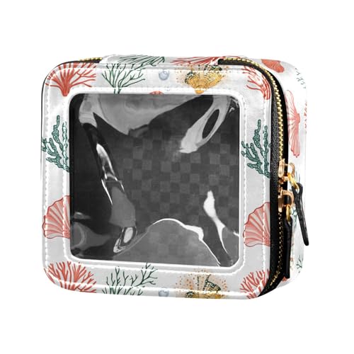 linqin Niedliche Make-up-Tasche mit Muschel-Motiv, transparent, Reise-Kulturbeutel, Make-up-Organizer für Damen, Niedliche Jakobsmuscheln, 1 size von linqin