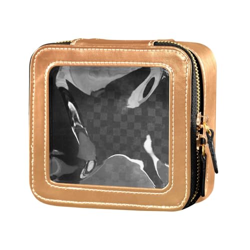 linqin Niedliche Reise-Make-up-Tasche, transparent, Kulturbeutel mit Reißverschluss, kleine Kosmetiktasche für Damen, Orange/Abendrot im Zickzackmuster (Sunset Chevron), 1 size von linqin