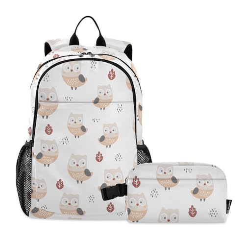 linqin Niedlicher Eulen-Rucksack mit Brotdose Jungen Jungen Schulrucksack mit Brotdose Rucksack und Lunchbox Set 10-12 von linqin