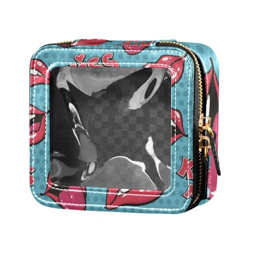 linqin Peach Lips Kiss transparente kleine Make-up-Tasche für Geldbörse, Kulturbeutel mit Reißverschluss, tragbarer Make-up-Organizer zum Fliegen, Pfirsichlippen Kiss, 1 size von linqin
