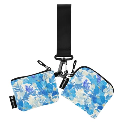 linqin Pfauenblaue Blumen Damen Geldbörsen Kartenetuis Mini Fashion Wristlet Wallet Schlüsselhalter mit Schlüsselanhänger für Männer Frauen 2 Packungen, Pfauenblaue Blumen, 1 size von linqin