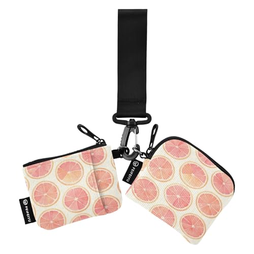 linqin Pink Grapefruit Damen Dual Wallets Busniess Kartenetuis Klein Tragbar Frauen Kreditkartenetui Münzbörse mit Reißverschluss Münzfach für Damen Herren 2 Stück, Pink Grapefruit, 1 size von linqin