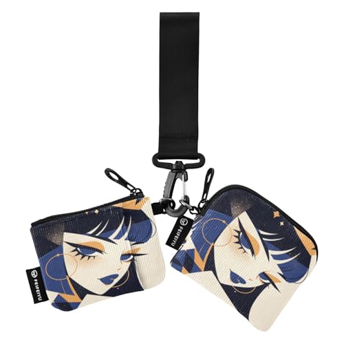 linqin Playful Queen Cream Damen Kartenetuis Kleingeldhalter Kompakte Größe Visitenkartenhalter mit Schlüsselanhänger für Arbeit Reisen 2 Packungen, Playful Queen Cream, 1 size von linqin