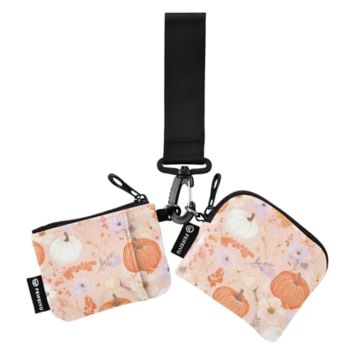 linqin Pumkins Blush Damen Geldbörsen Kartenetuis Dünn Flach Münzbörse Geldbörse Tasche mit Handgelenkschlaufe für Männer Frauen 2 Packungen, Pumkins Blush, 1 size von linqin