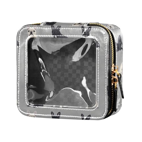 linqin Realistische Kosmetiktasche mit französischer Bulldogge, transparent, kleine Kulturbeutel, Leder, Organizer-Taschen für Damen, Realistische französische Bulldogge, 1 size von linqin