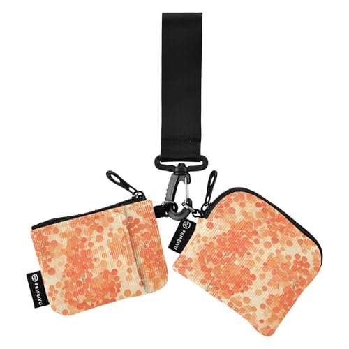 linqin Red Dots Damen Münzgeldbörse Kartenhalter Dünn Flach Karte Geld Halter mit Handgelenkschlaufe für Frauen Männer 2 Stück, Rot mit weißen Punkten, 1 size von linqin