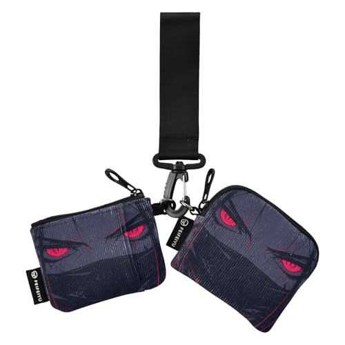linqin Red Eyes Woman Damen Kleingeldbörse Kartenetuis Kleine Tragbare Kartenhalter mit Handgelenkschlaufe für Damen Mädchen 2 Packungen, Red Eyes Woman, 1 size von linqin