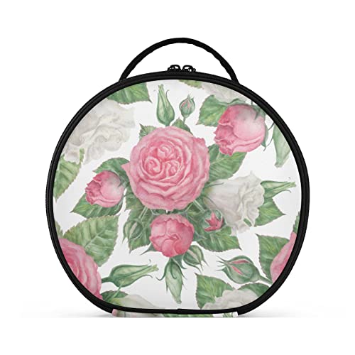 linqin Reise-Make-up-Box für Frauen, tragbare Make-up-Tasche mit verstellbaren Trennwänden, Aquarell-Rosen, Make-up-Tasche für Pinsel, Kosmetik, Schmuck, Kulturartikel, Aquarell Rosen, Einheitsgröße von linqin