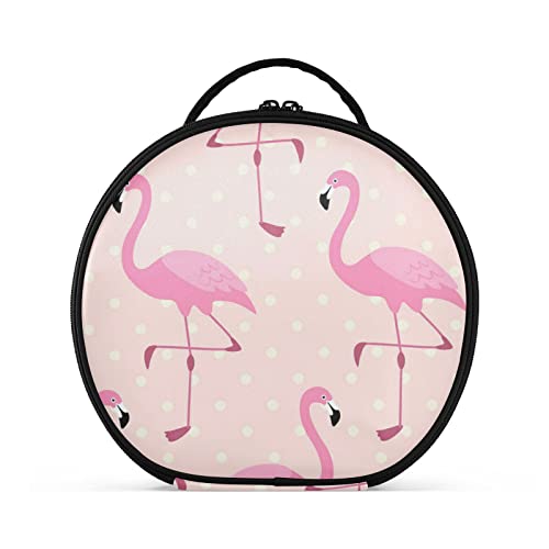 linqin Reise-Make-up-Organizer für Frauen, tragbarer Make-up-Koffer mit verstellbaren Trennwänden, niedlicher rosa Flamingo-Make-up-Künstler-Tasche für Kosmetik, Pinsel, Kulturschmuck, Niedlicher rosa Flamingo, Einheitsgröße von linqin