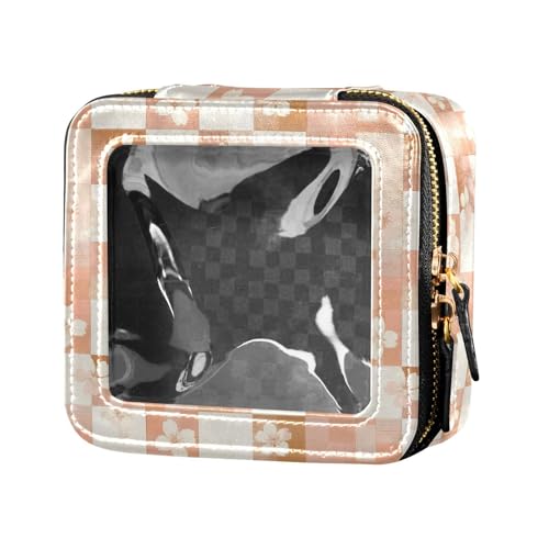 linqin Reise-Make-up-Tasche, Kirschblütenmuster, transparent, Reise-Kulturbeutel, Make-up-Tasche, Organizer für Fliegen, Rotgold, Rotgoldene Kirschblüte, 1 size von linqin