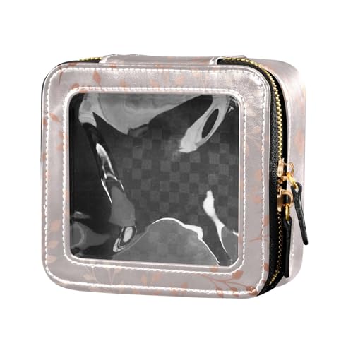 linqin Reise-Make-up-Tasche mit Blumenmuster, wasserdicht, Reise-Kulturbeutel, Leder, Organizer für Damen, Rotgoldenes Blumenmuster, 1 size von linqin