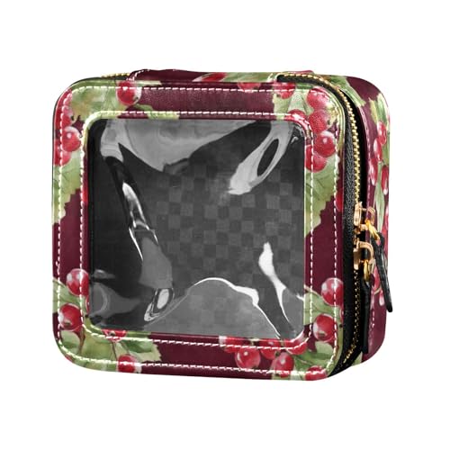 linqin Reise-Make-up-Tasche mit frischem Obst, Burgunderrot, transparent, Reisetaschen für Toilettenartikel, Kosmetiktasche für Damen, Frisches Obst, Burgunderrot, 1 size von linqin